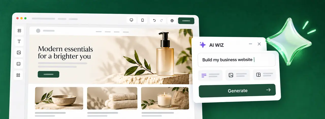 Illustration of AI WIZ creating a business website