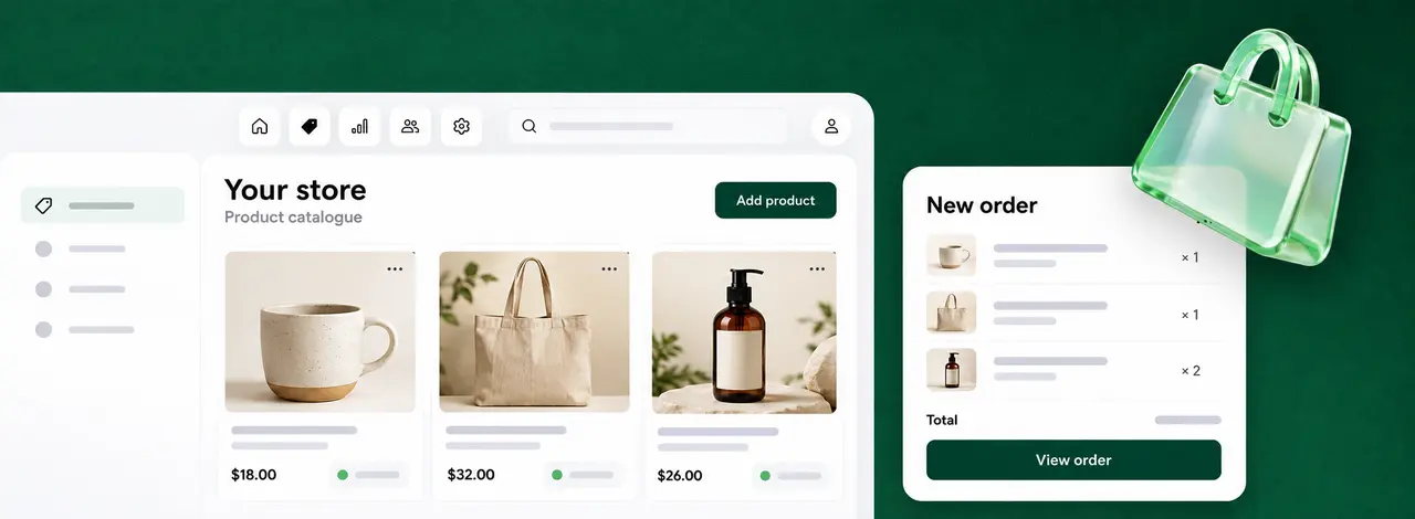 Illustration of an online catalogue and new-order notification