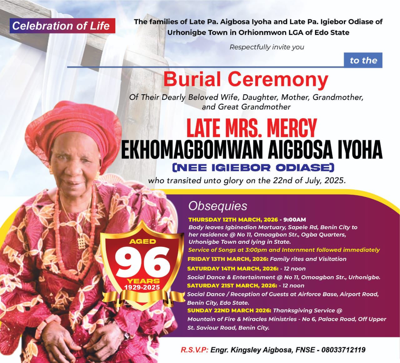 SPECIAL INVITATION TO BURIAL CEREMONY